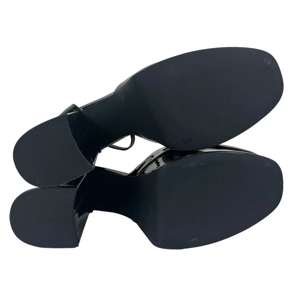 Madden Girl Size 10M Dion Black Shiny Patent Platform Block Heel Mary‎ Jane